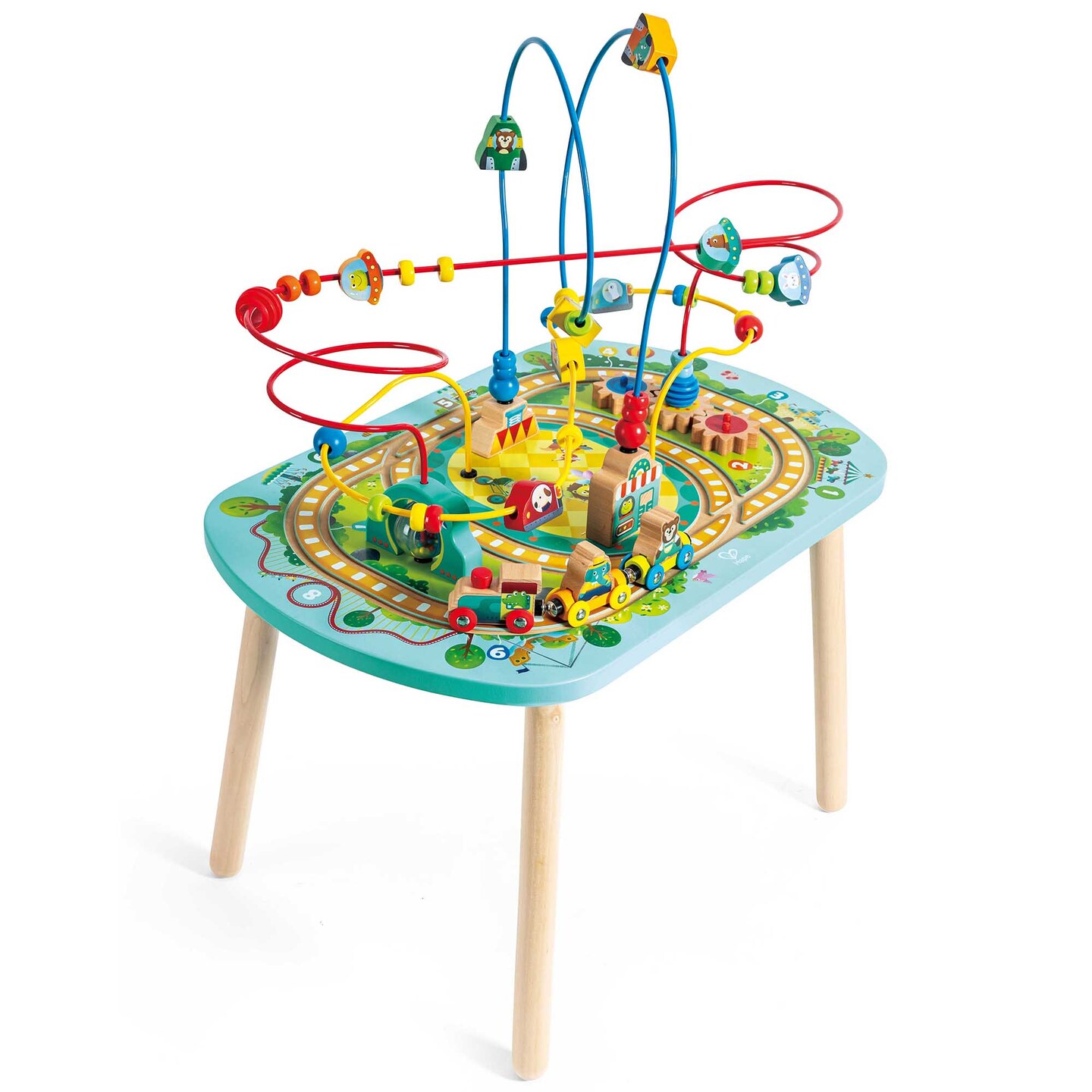Hape: Twisting Railway Maze Table - Wooden Animal Graphics Maze Toy, Sensory Development &#x26; Motor Skills, Brightly Colored, Toddlers &#x26; Kids 18 mo+