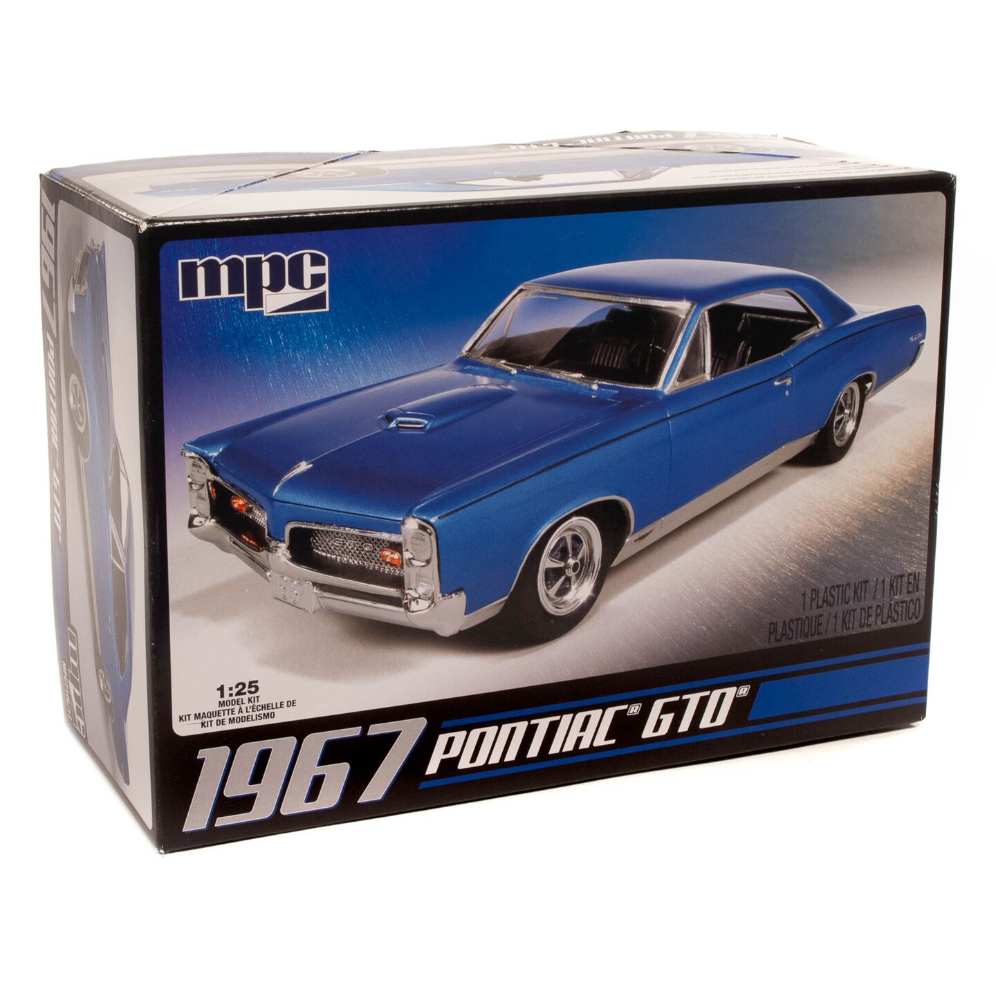 MPC: 1:25 Scale Model Kit - 1967 Pontiac GTO - Blue, 85+ Parts - Skill Level 2, Authentic Vehicle Building Kit, Replica Classic Car, Age 14+