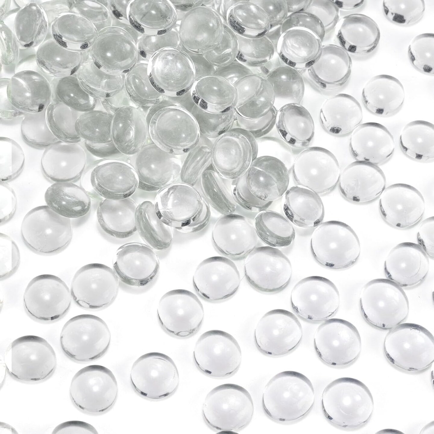 5Lb Flat Glass Marbles, Clear Flat Marble Beads Gems Transparent Aquarium Pebbles for Vase Filler Beads Table Scatters