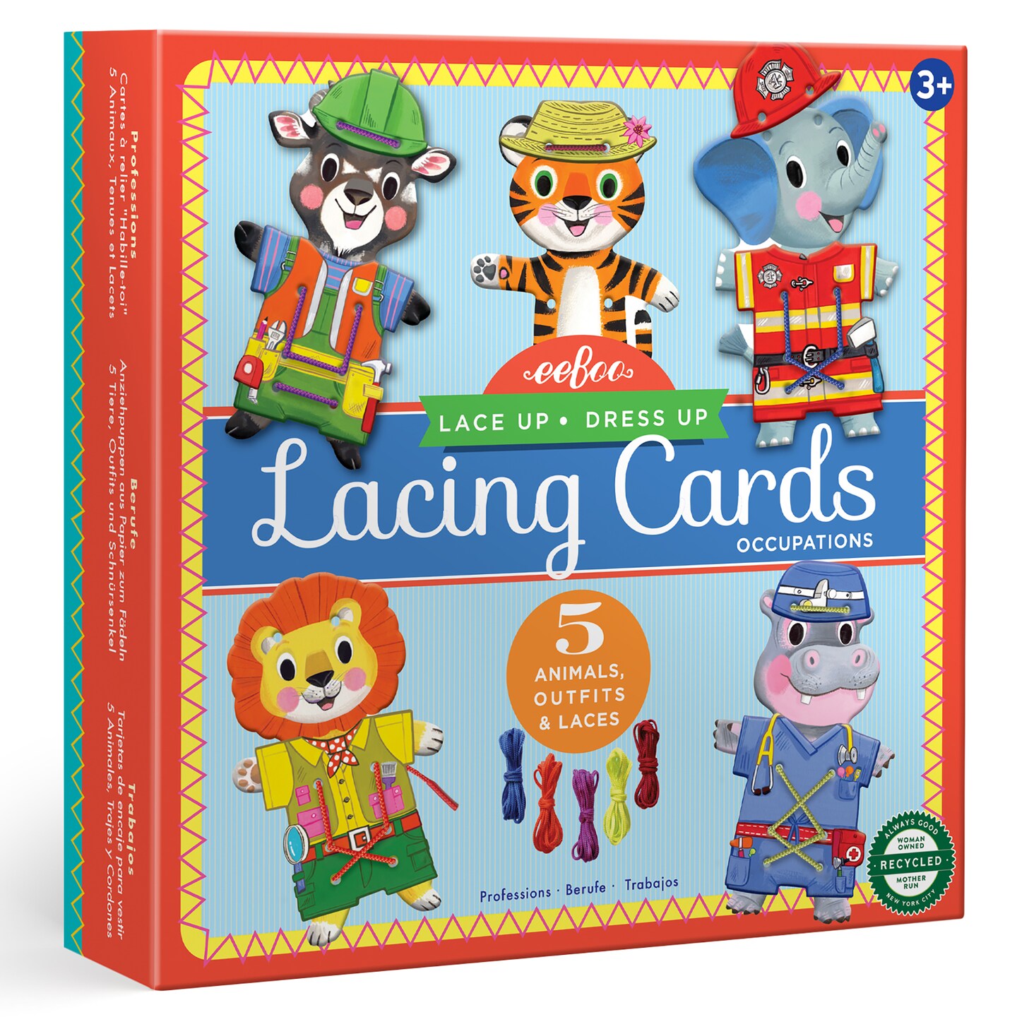 eeBoo: Dress Up Lacing Cards: Occupations - Set of 5 Characters Outfits &#x26; Laces, Create Combinations, Preschool Arts &#x26; Crafts, Kids Ages 3+
