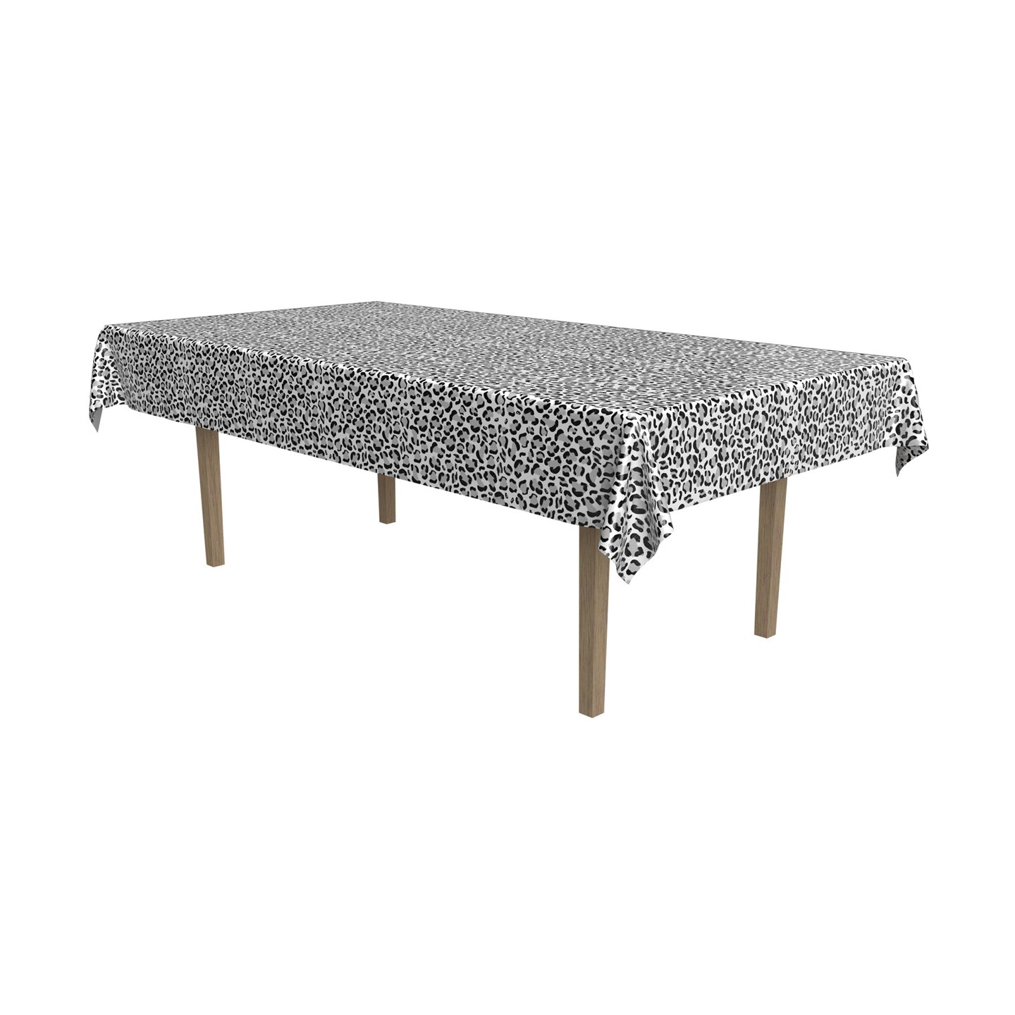Beistle 54in. x 108in. Snow Leopard Print Tablecover - 12 Pack