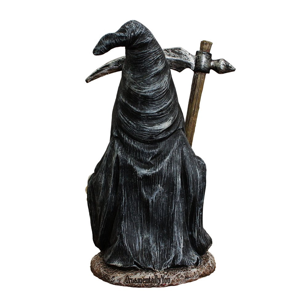 Grim Reaper Gnome Figurine 7&#x22;, Gothic Occult Statue Yard Decoration