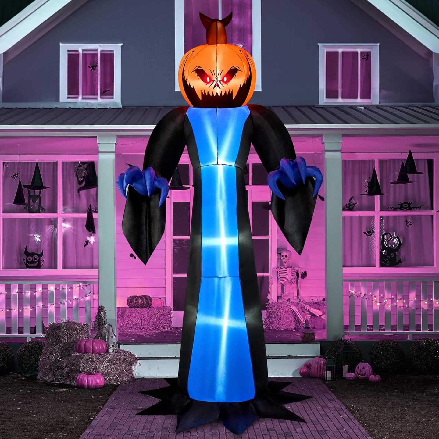 12 FT Tall Halloween Inflatables Outdoor Decorations, Inflatable Ghost Halloween Decor Outdoor, Halloween Ghost Blow Ups for Yard with Blue Ice Leds for Halloween Decorations Outside