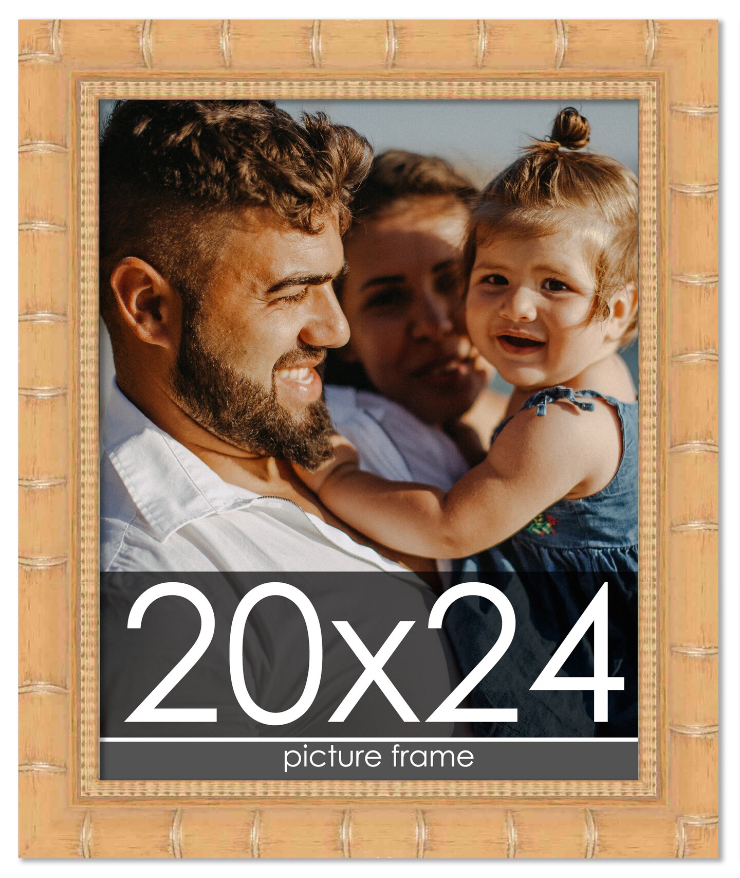 20x24 Modern Bamboo Picture Frame with UV-Resistant Acrylic & Acid Free Backing, Available in 5 Finishes - Gold, Silver, Brown, Black, and Natural
