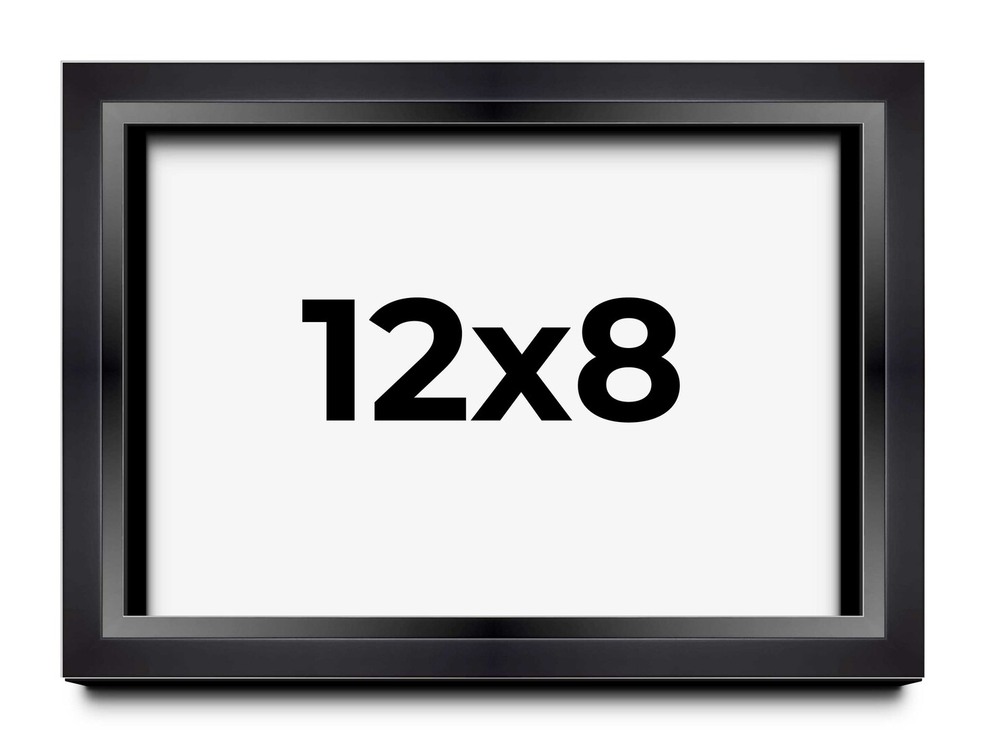12x8 Minimalist Shadow Box Black Picture Frame - UV Acrylic, Backing, Hanging Hardware