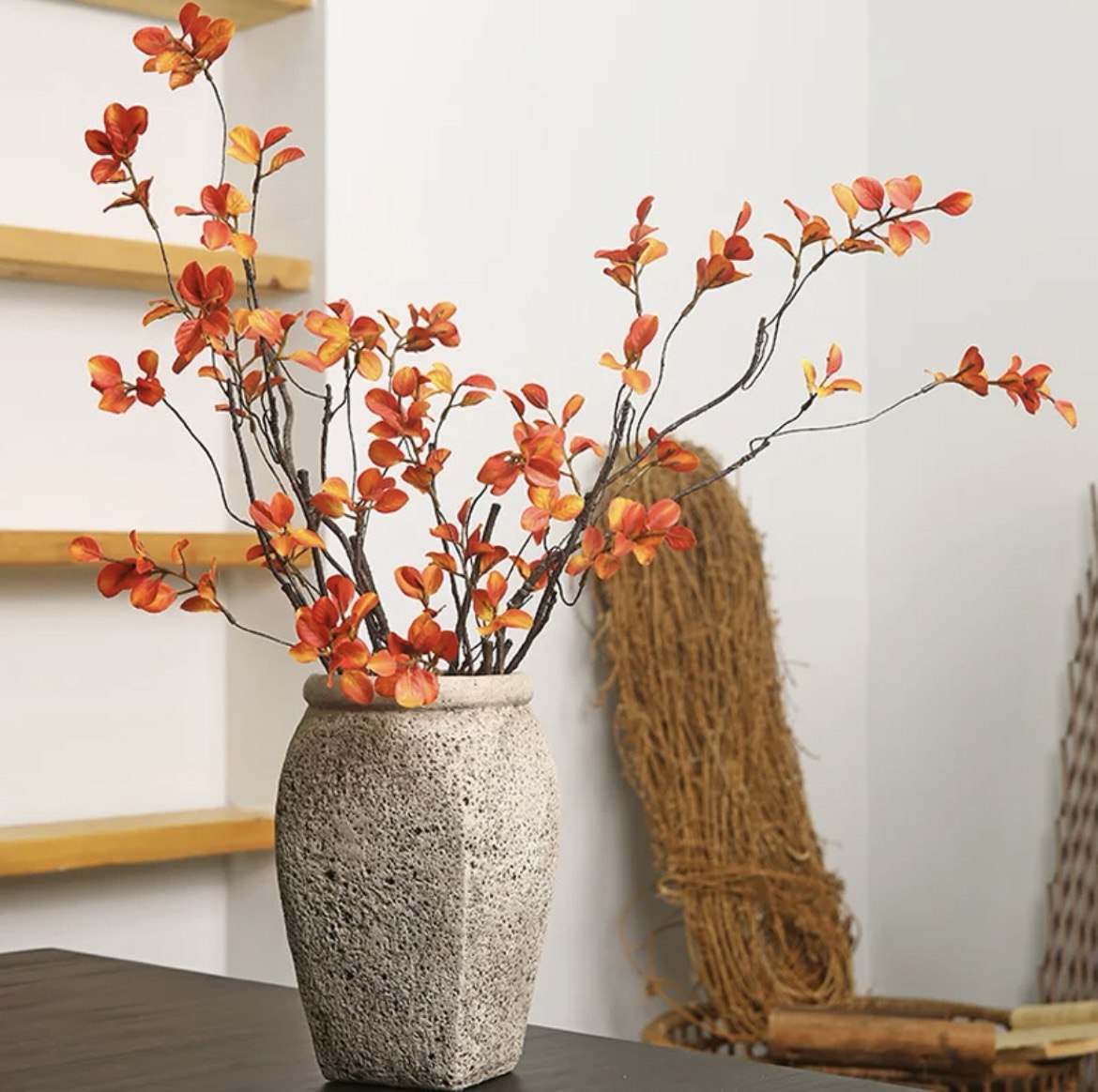 Artificial Fall Branches Tall Fall Stems Fake Ficus Branches for Thanksgiving Autumn Home Office Wedding Vase Filler Decoration