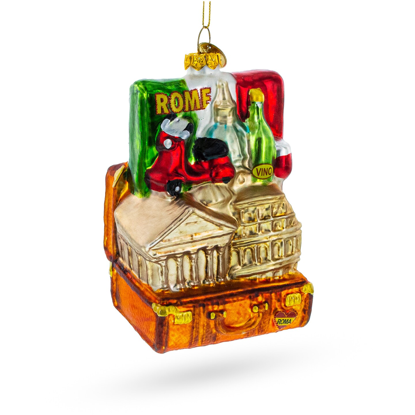 Iconic Rome Landmarks Blown Glass Christmas Ornament
