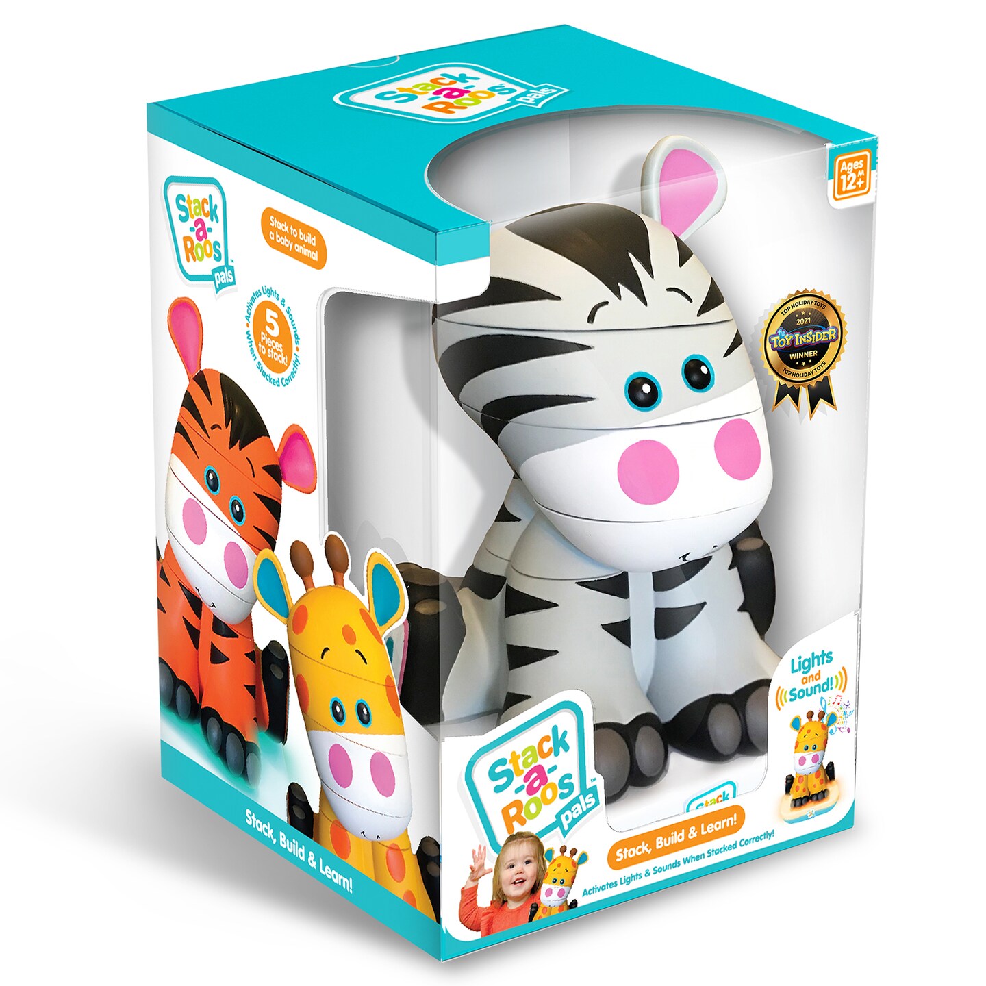 Stack-a-Roos Pals: Baby Zebra - Lights &#x26; Sounds, Ages 12+ Months, 5 Piece Stacking Animal Tower, Nesting STEM Toy For Toddlers, Counting &#x26; Stacking, Stimulates Fine Motor Skills &#x26; Sensory Development, Boys &#x26; Girls, Infant &#x26; Toddlers Toy