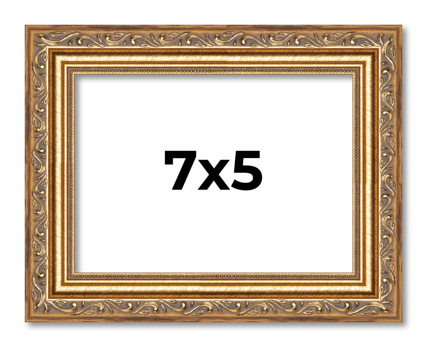 7x5 Solid Wood Antique Picture Frame with UV-Resistant Acrylic & Acid-Free Backing, Available in 4 Finishes: Bronze, Gold, Silver, and Gold with Black