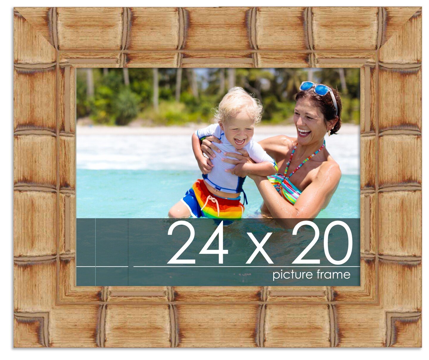 24x20 Wide Bamboo Picture Frame with UV-Resistant Acrylic &#x26; Acid Free Backing, Available in  4 Finishes - Brown, Black, Silver, and Natural