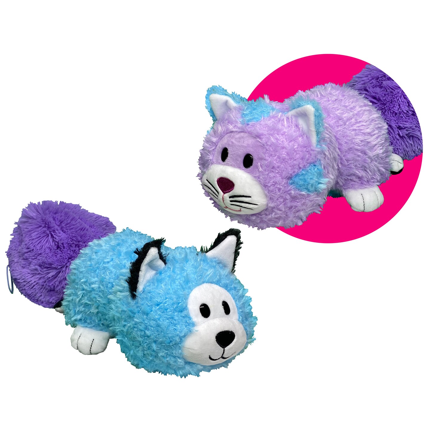 FlipaZoo Magic Tails Purple Cat to Blue Husky 2 In 1 Animal Plush w Bonus 3 Baby Org Stores Items Inside Flips To Reveal 2nd Character Kids