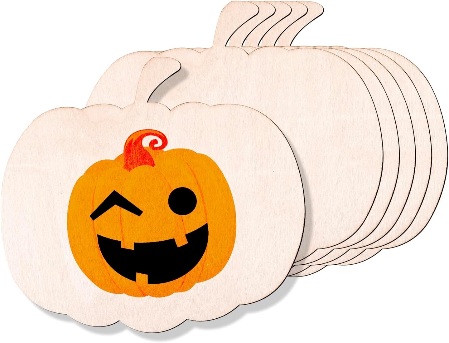 6 Pieces Large Wooden Pumpkin Cutouts