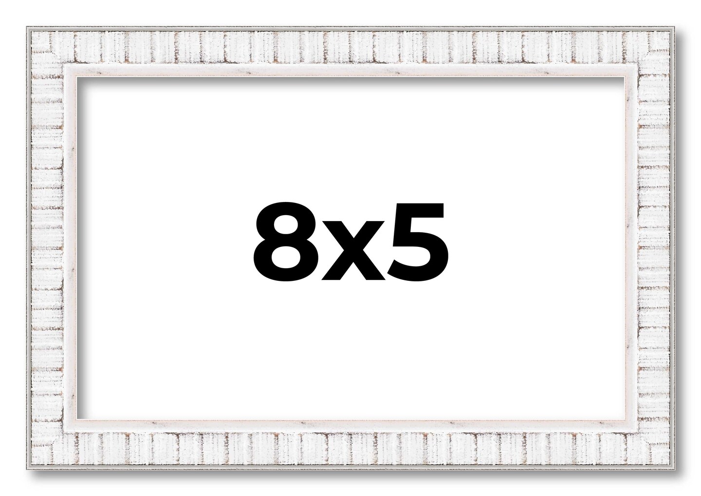 Photo Size Textured White Picture Frame - UV Acrylic, Foam Board Backing, Hanging Hardware