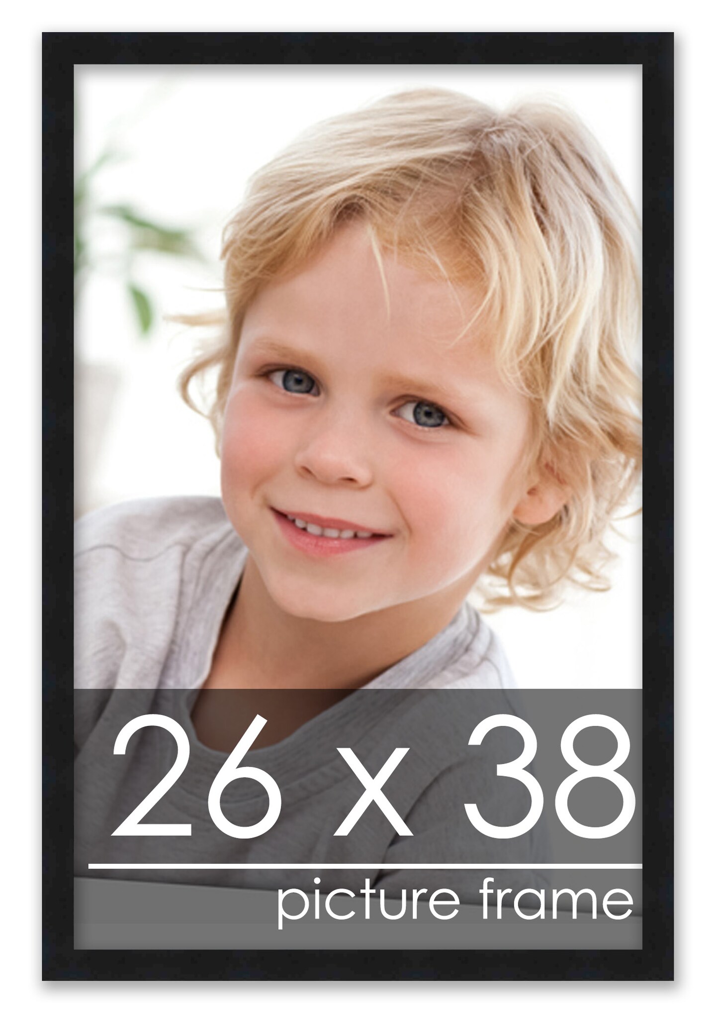 26x38 Modernist Black Picture Frame - UV Acrylic, Foam Board Backing, Hanging Hardware