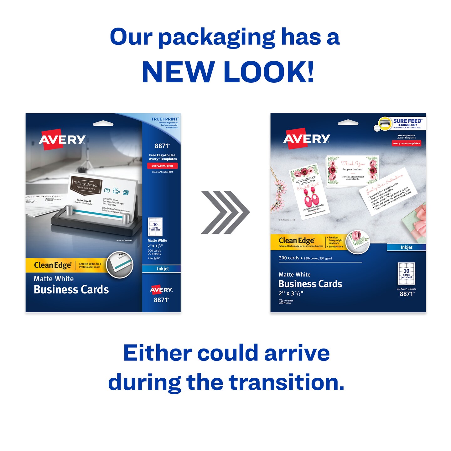 Avery Clean Edge Printable Business Cards with Sure Feed Technology, 2" x 3.5", White, 200 Blank Cards for Inkjet Printers (08871)