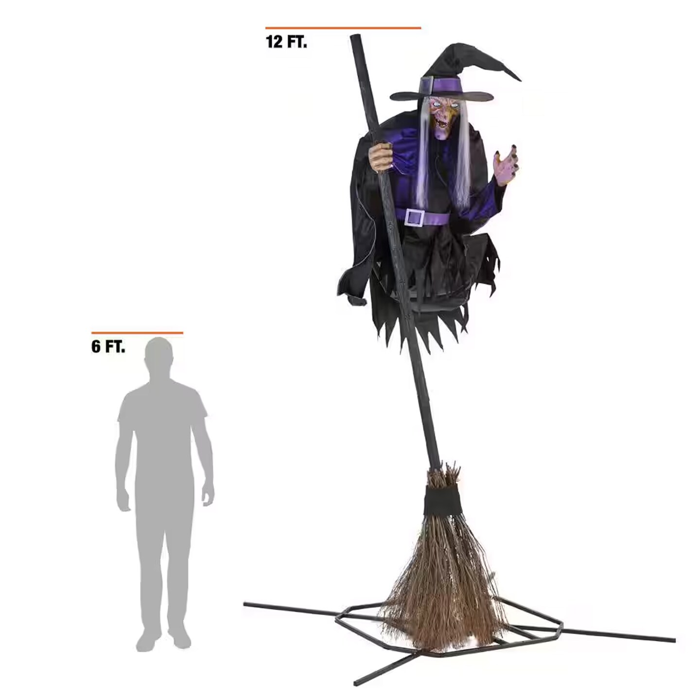 Halloween 12 ft. Giant Animated LED Hovering Witch