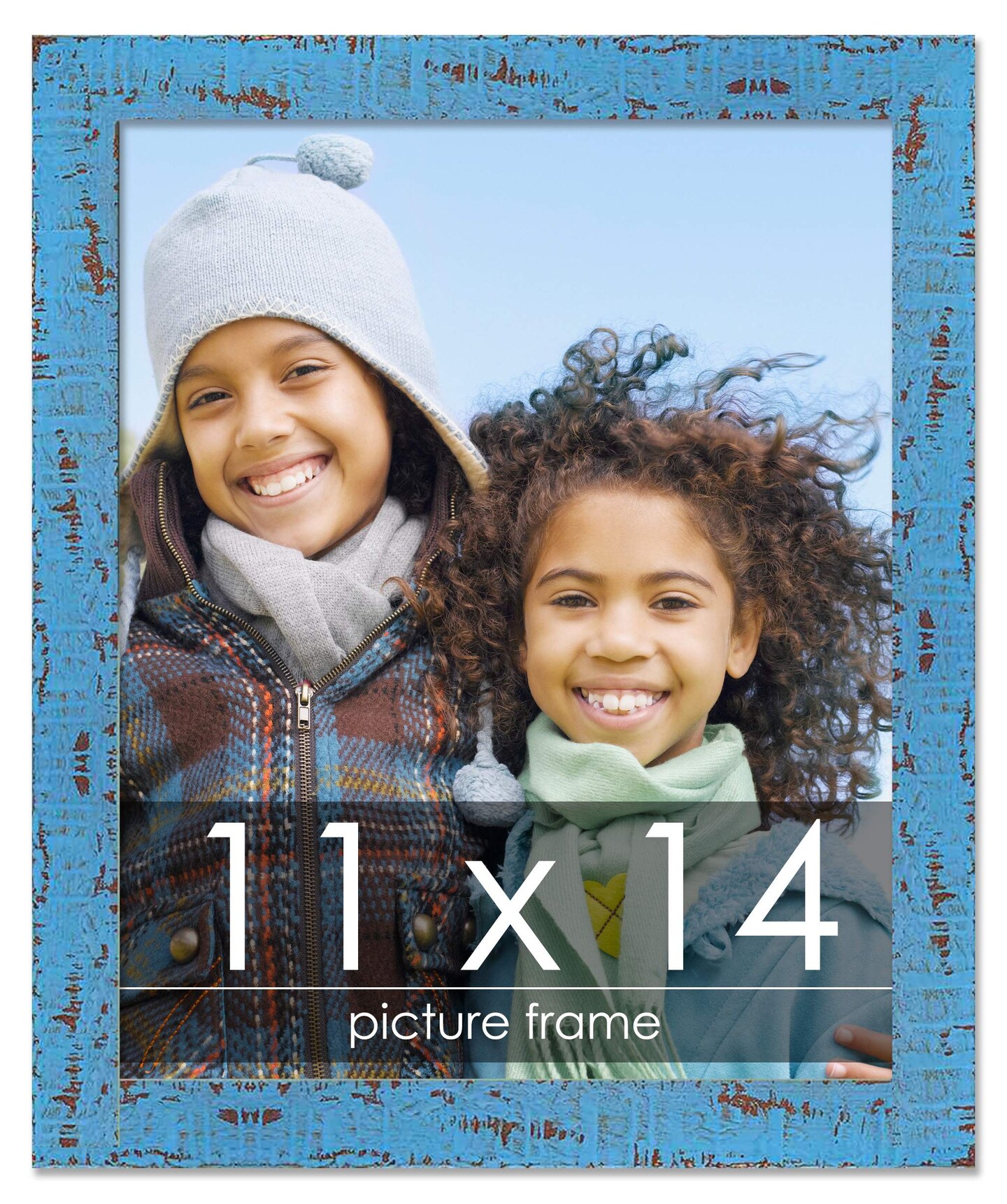 Photo Size Shabby Chic Blue Picture Frame - UV Acrylic, Foam Board Backing, Hanging Hardware