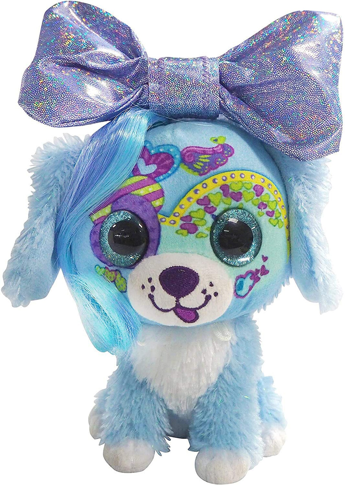 Little Bow Pets Large 9&#x22; Plush Puppy Bow Pet (Purple Bow)