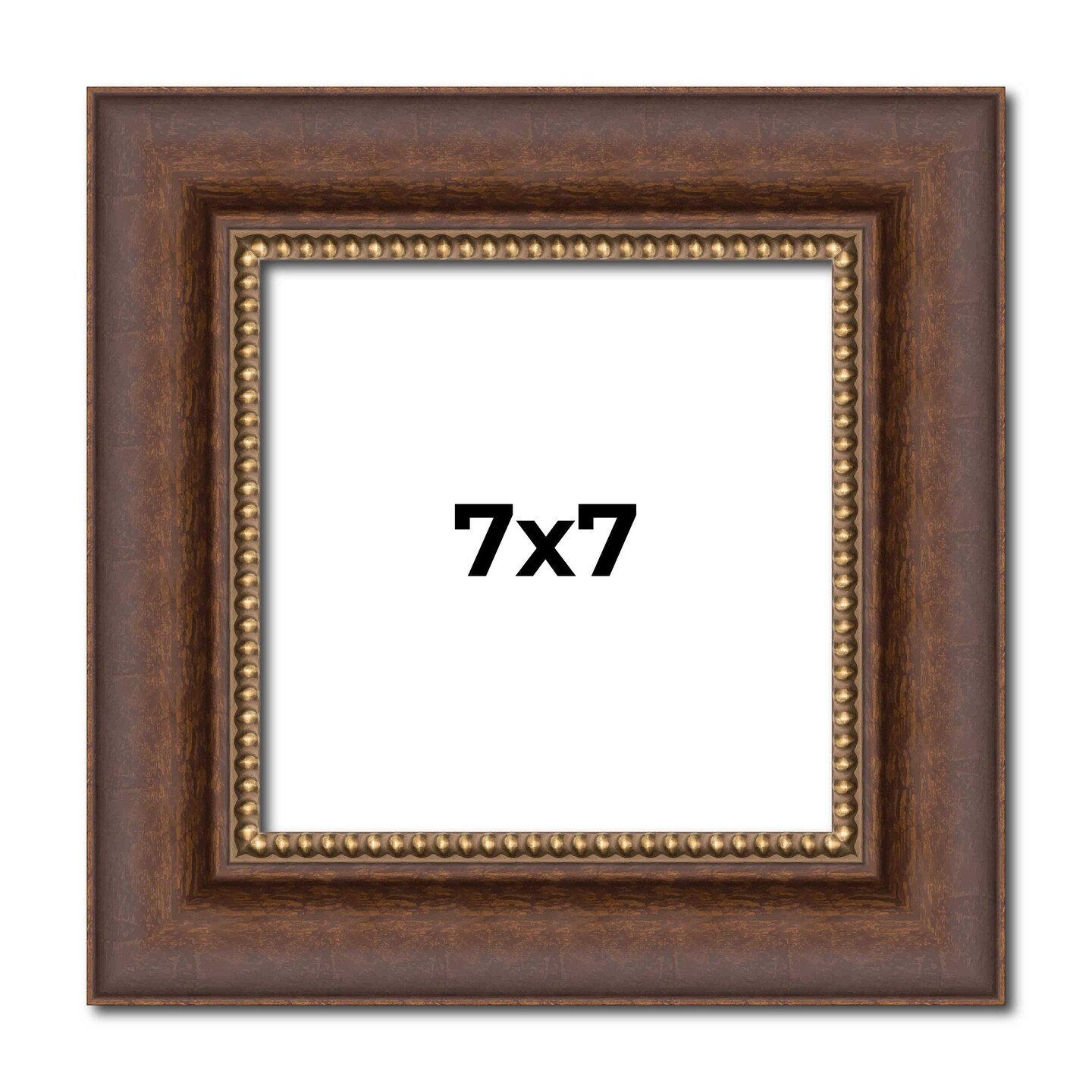 7x7 Traditional Brown Picture Frame - UV Acrylic, Foam Board Backing, Hanging Hardware