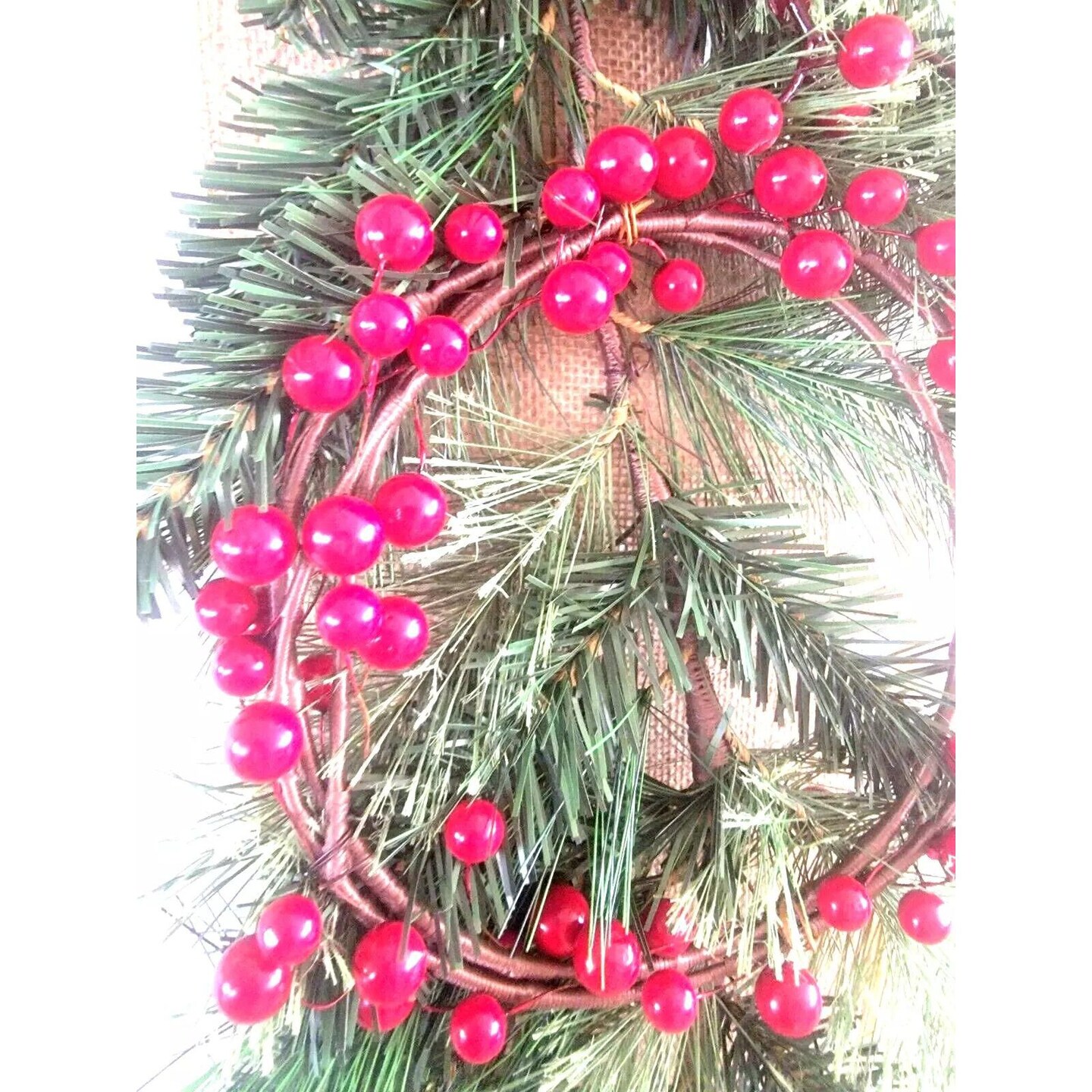 Kitcheniva Christmas Hanging Wreath Berries &#x26; Pine 8&#x22;x36&#x22;