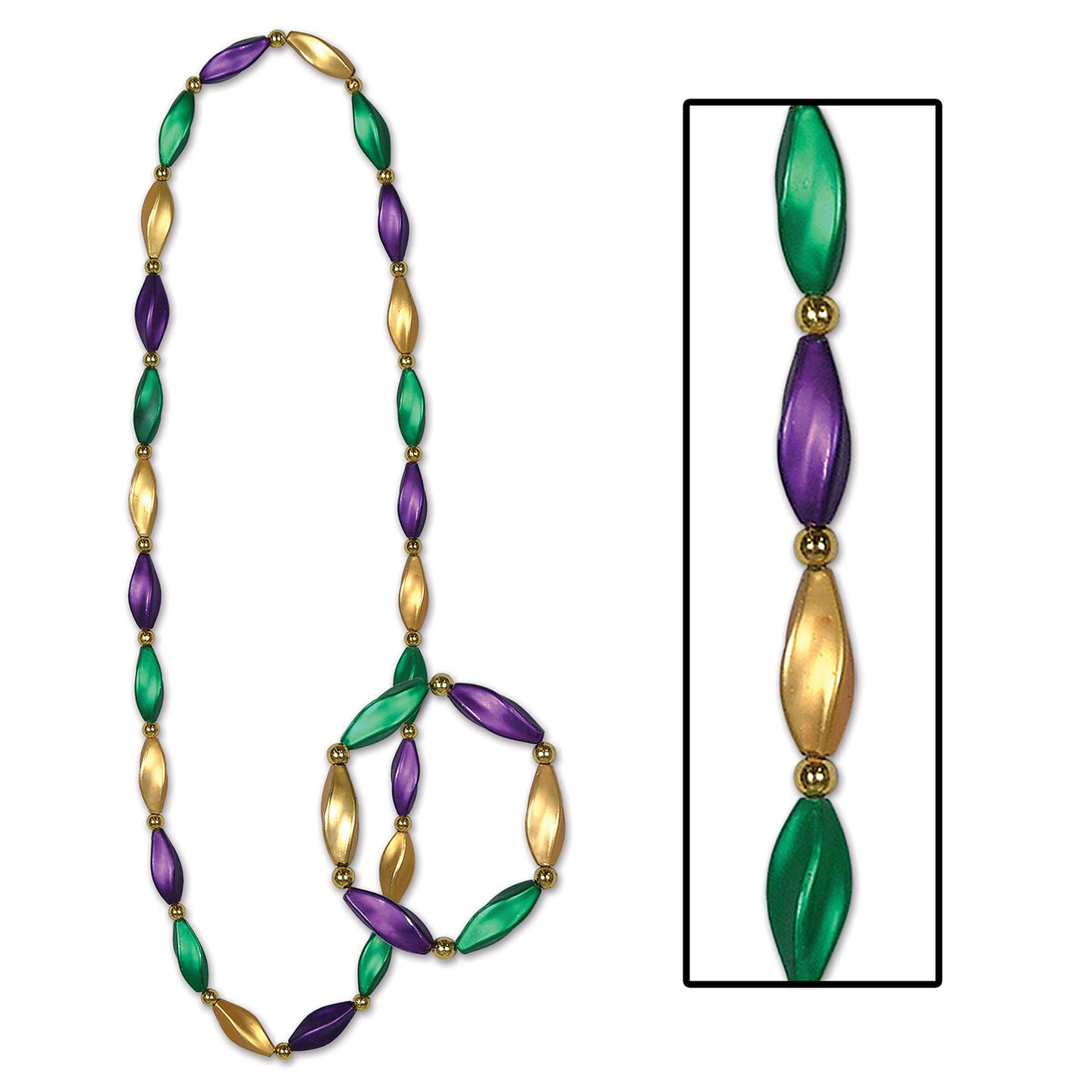 Beistle 38in. and 10in. Satin Swirl Beads/Bracelet Set - 12 Pack