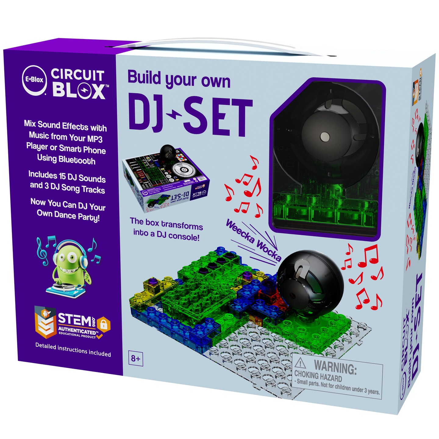 E-Blox: Circuit Blox: BYO DJ Set - Build Your Own, 15 DJ Sound Effects &#x26; 3 DJ Songs, Hi-Fi Speaker, DIY Bricks Electrical STEM Toy, Kids Ages 8+