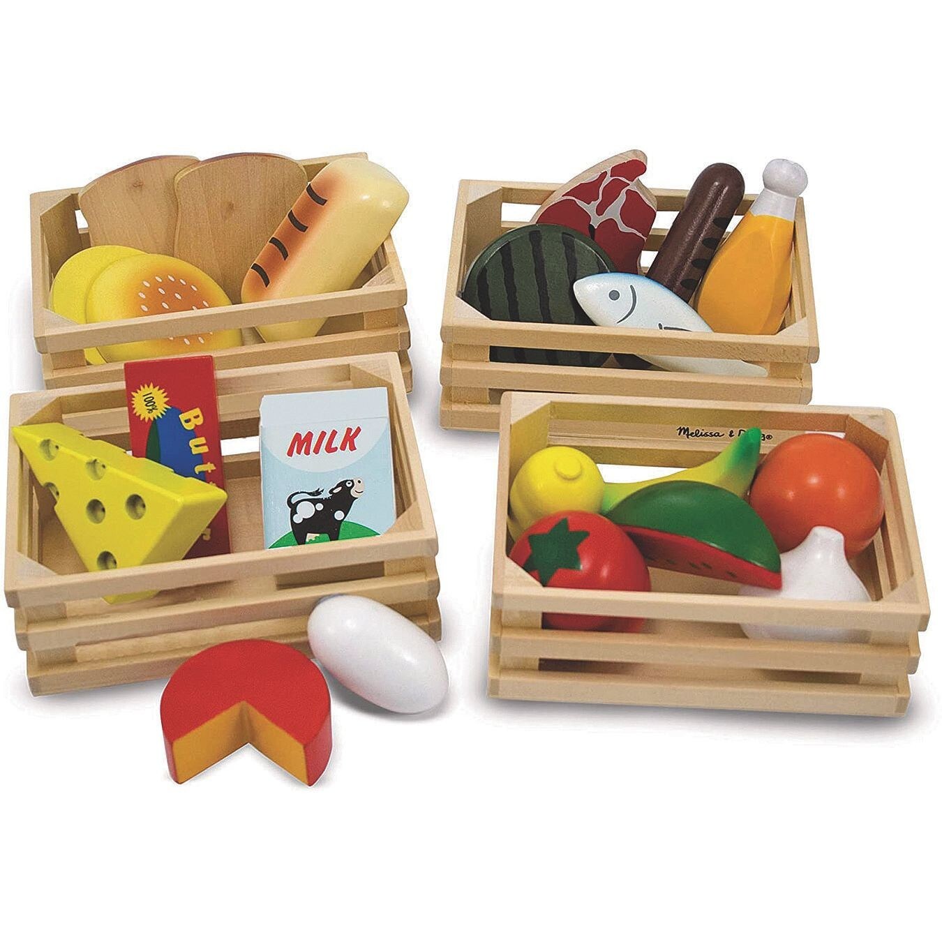 Melissa &#x26; Doug&#xAE; Wooden Play Food, 4 Food Groups Set with Crates (Set of 21)