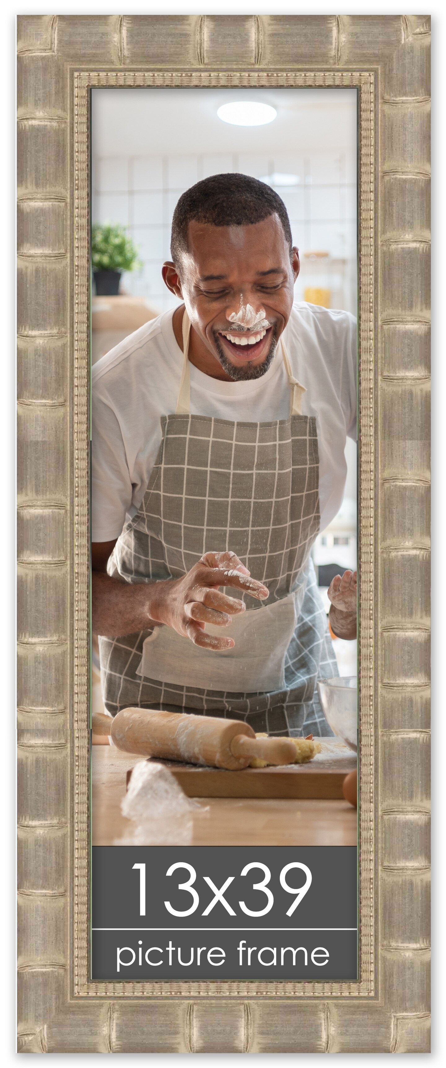 13x39 Wide Bamboo Picture Frame with UV-Resistant Acrylic &#x26; Acid Free Backing, Available in  4 Finishes - Brown, Black, Silver, and Natural