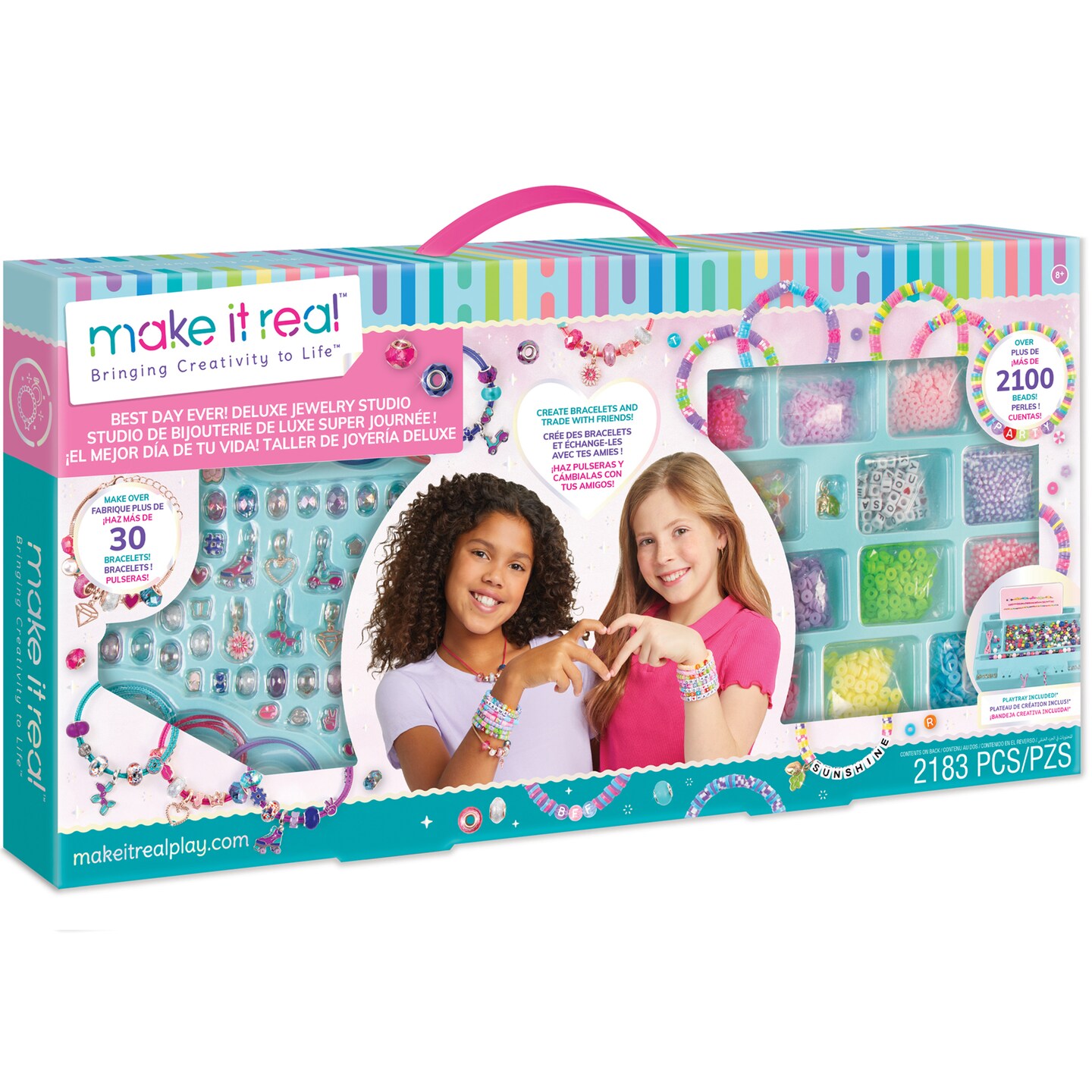 Make It Real: Best Day Ever! Deluxe Jewelry Studio - 2183pcs - DIY Craft Kit, Design &#x26; Make Over 30 Breacelets, Beads &#x26; Charms, Girls &#x26; Kids Ages 8+