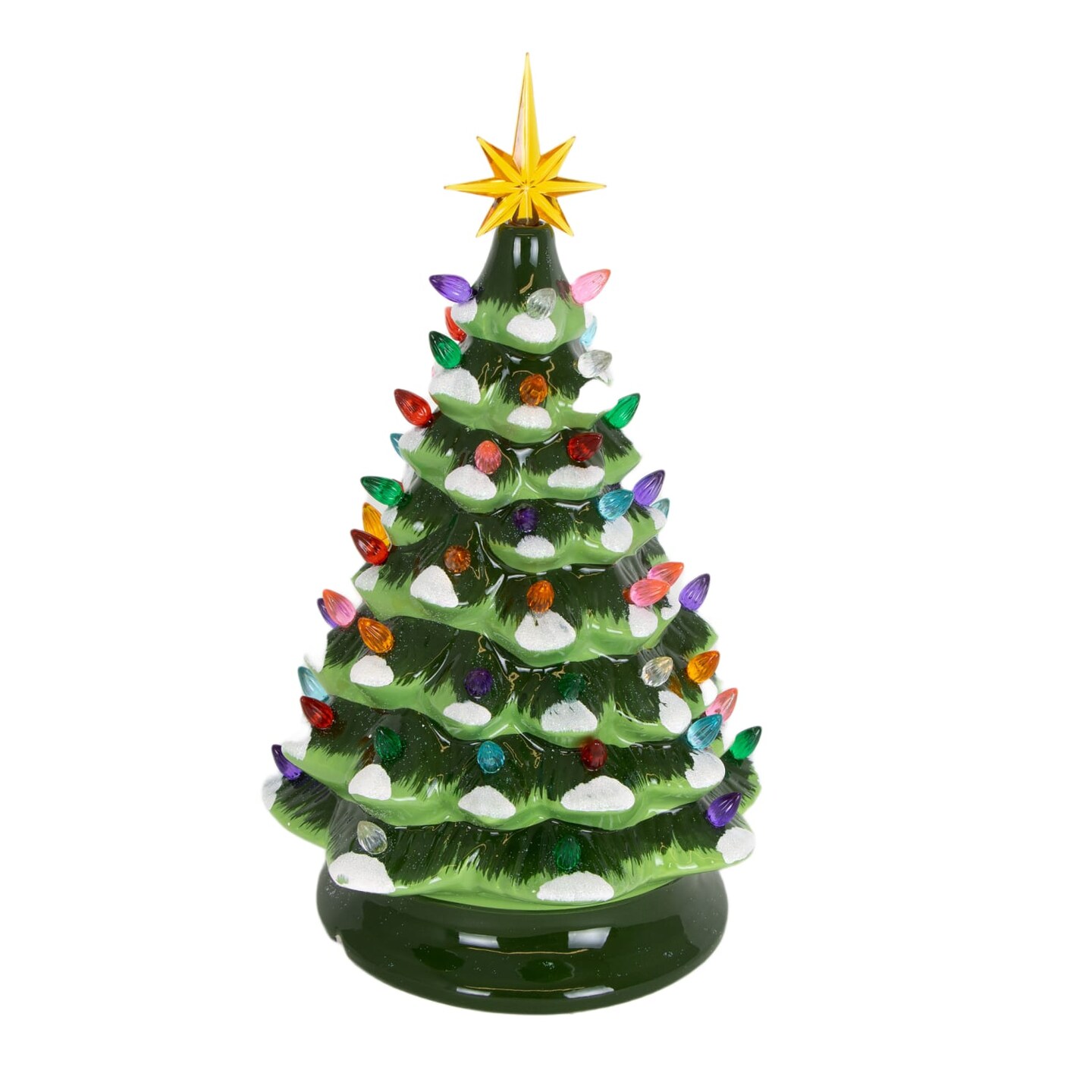 Gerson Retro Ceramic Christmas Tree, Retro Style with Classic Holiday Music Favorites and Multicolor Lights, 13.9 inch