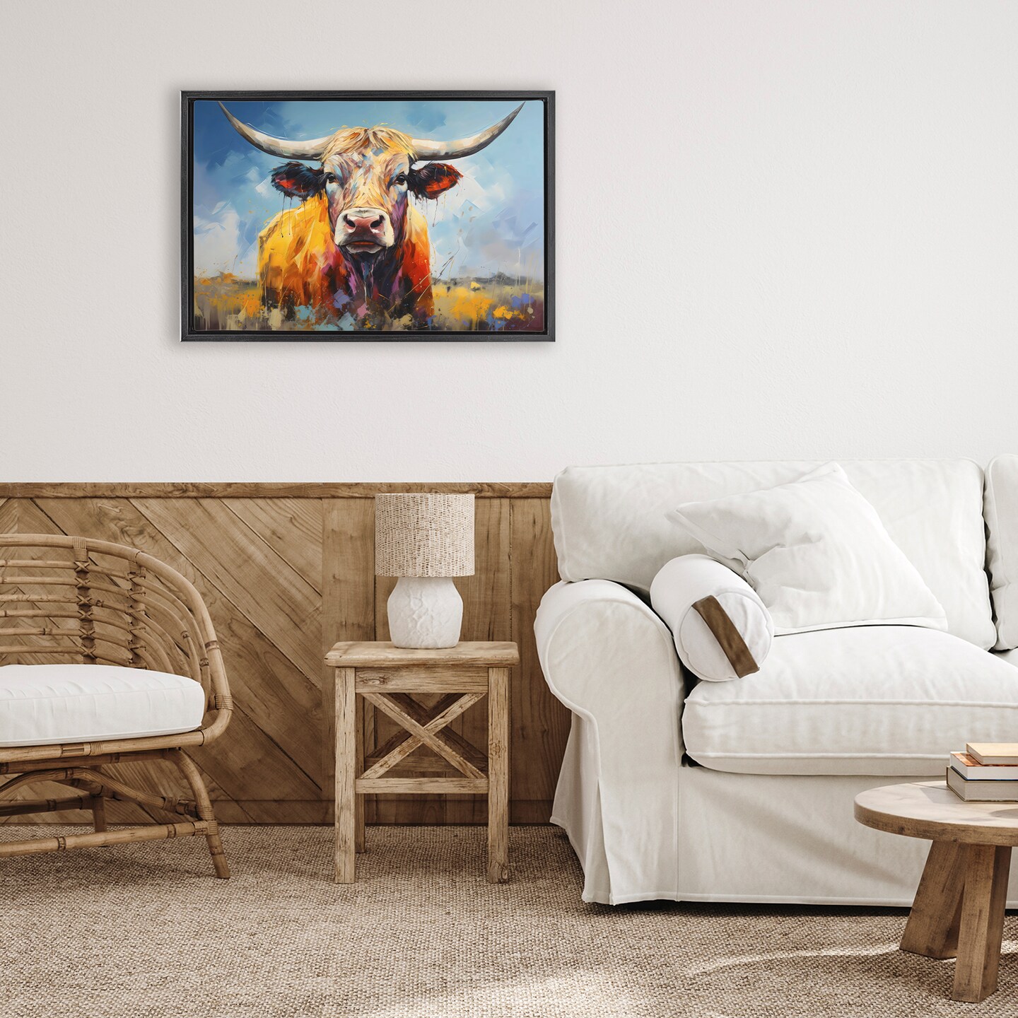 Stupell Industries Moody Longhorn Portrait Floating Frame, design by LSR Creative Studio