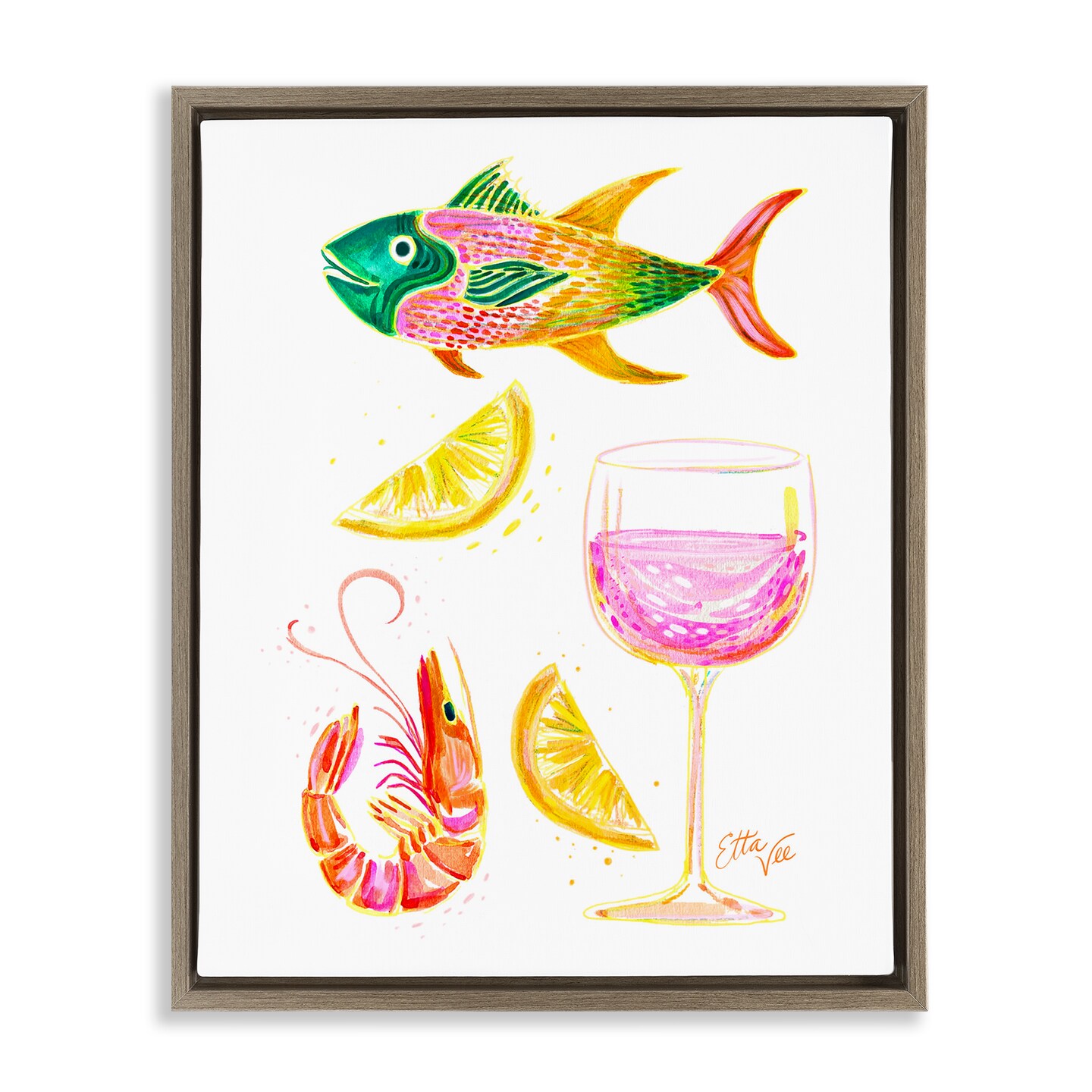 Stupell Industries Summer Seafood & Wine Floating Frame, design by EttaVee