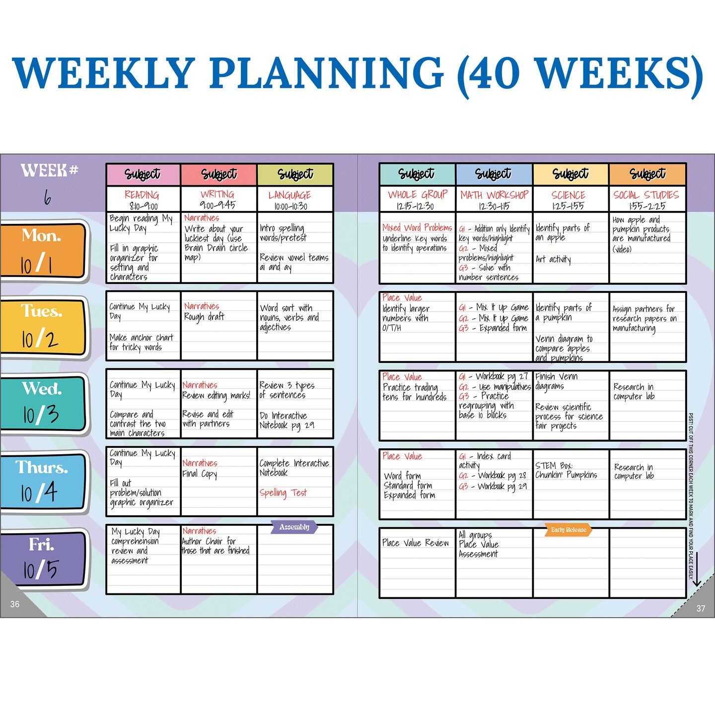 Carson Dellosa Retro Remix Teacher Planner 2025-2026, Undated 8" x 11" Lesson Plan Book With Retro Stickers, Class Schedule, Weekly Calendar, Homeschool & School Supplies, Groovy Classroom Must Haves