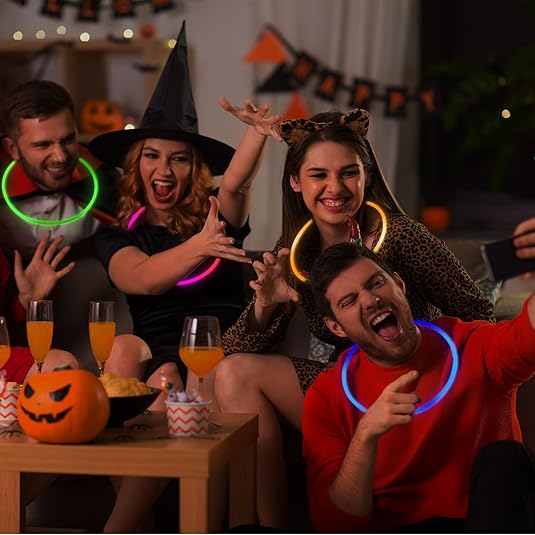 22 Inch Glow Necklaces Sticks Bulk Light up with Connectors Party Neon Glow in the Dark for Carnival Birthday Festivals Raves Wedding Favors