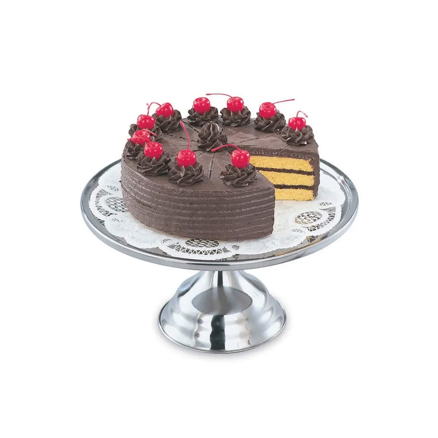 13" Round Stainless Steel Cake Stand, 7 3/8" Height