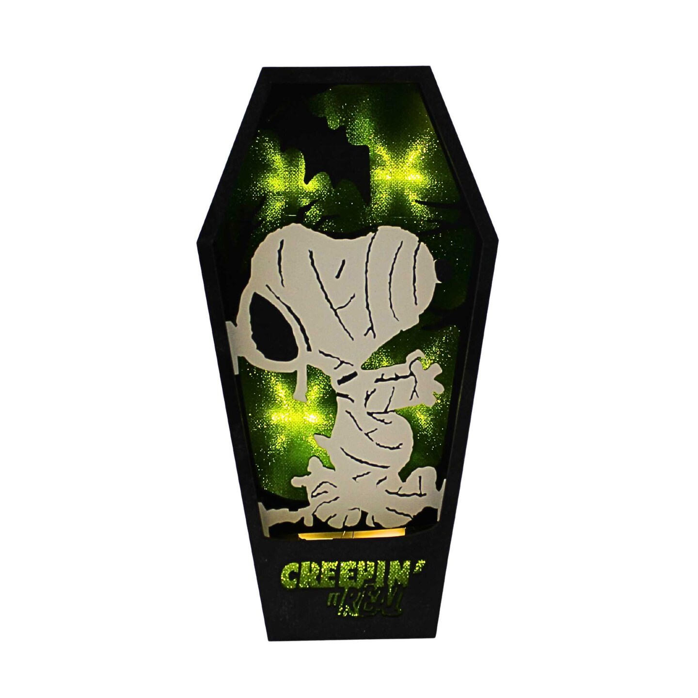 Roman 10.0 Inch Lighted Snoopy Mummy Halloween Figurine , Lighted Halloween Decor Creepy Green Light Eerie