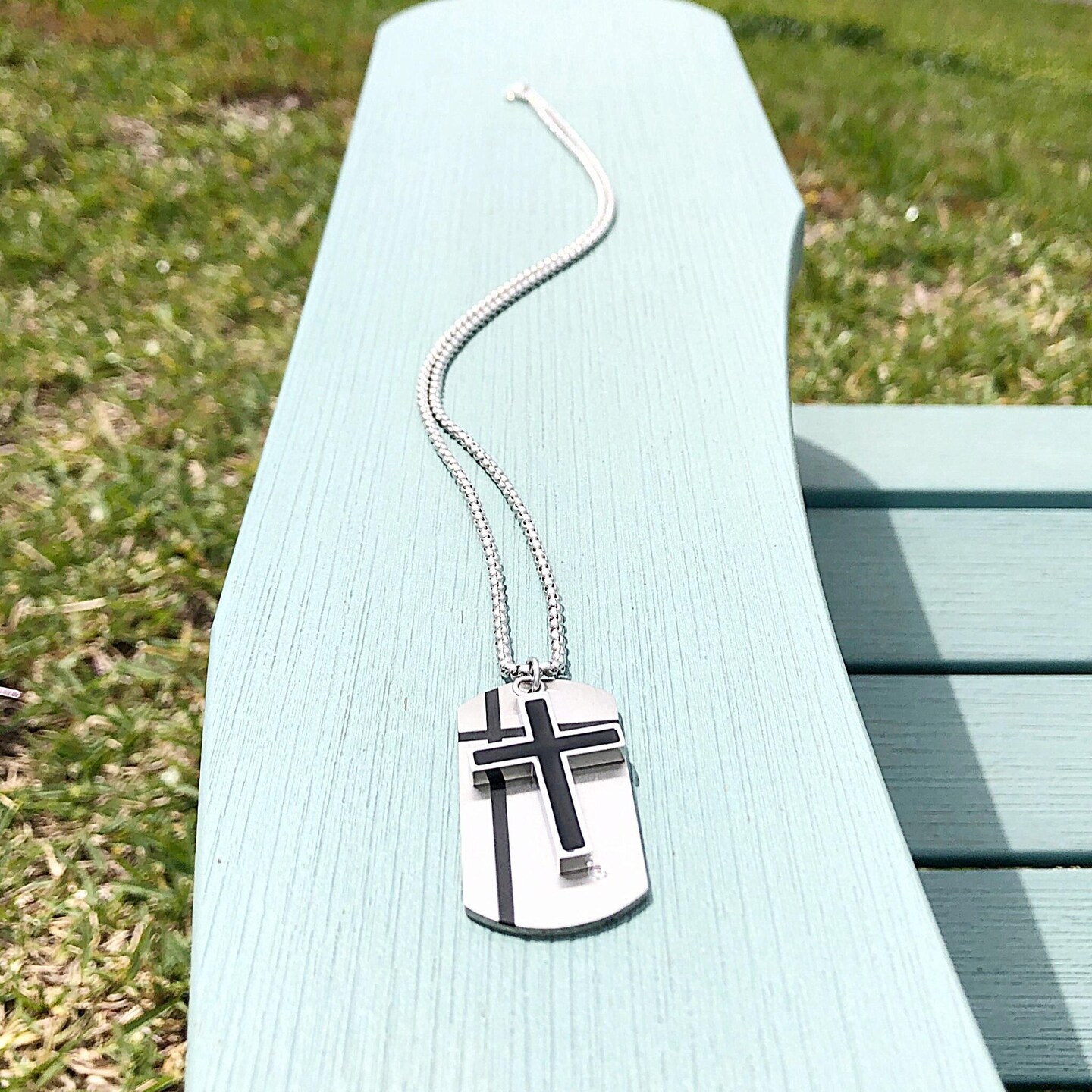 Men's Stainless Steel Two-Piece Dog Tag Necklace - Silver Or Black, 21.65" Chain With Gift Bag - View #14