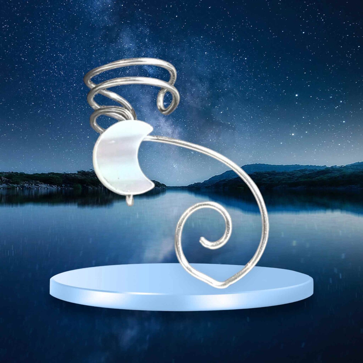 Ear Cuff Pearl Moon No Piercing - Celestial Ear Climber