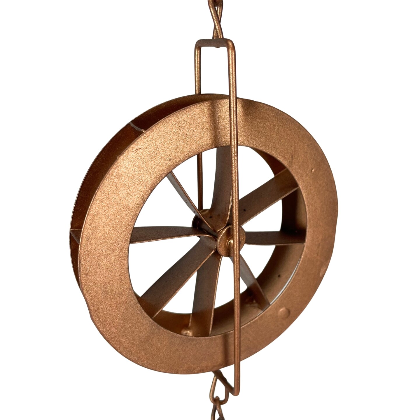 78-Inch Metal Rain Chain - 6 Water Wheels &#x26; Weighted Bell
