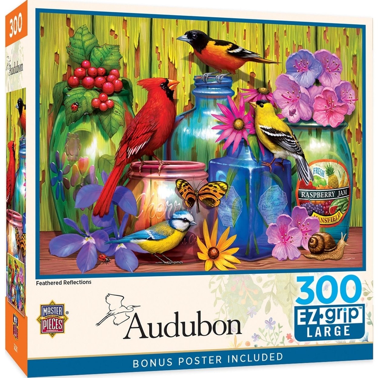 Audubon Feathered Reflections 300 Piece Ez Grip Jigsaw Puzzle For Seniors