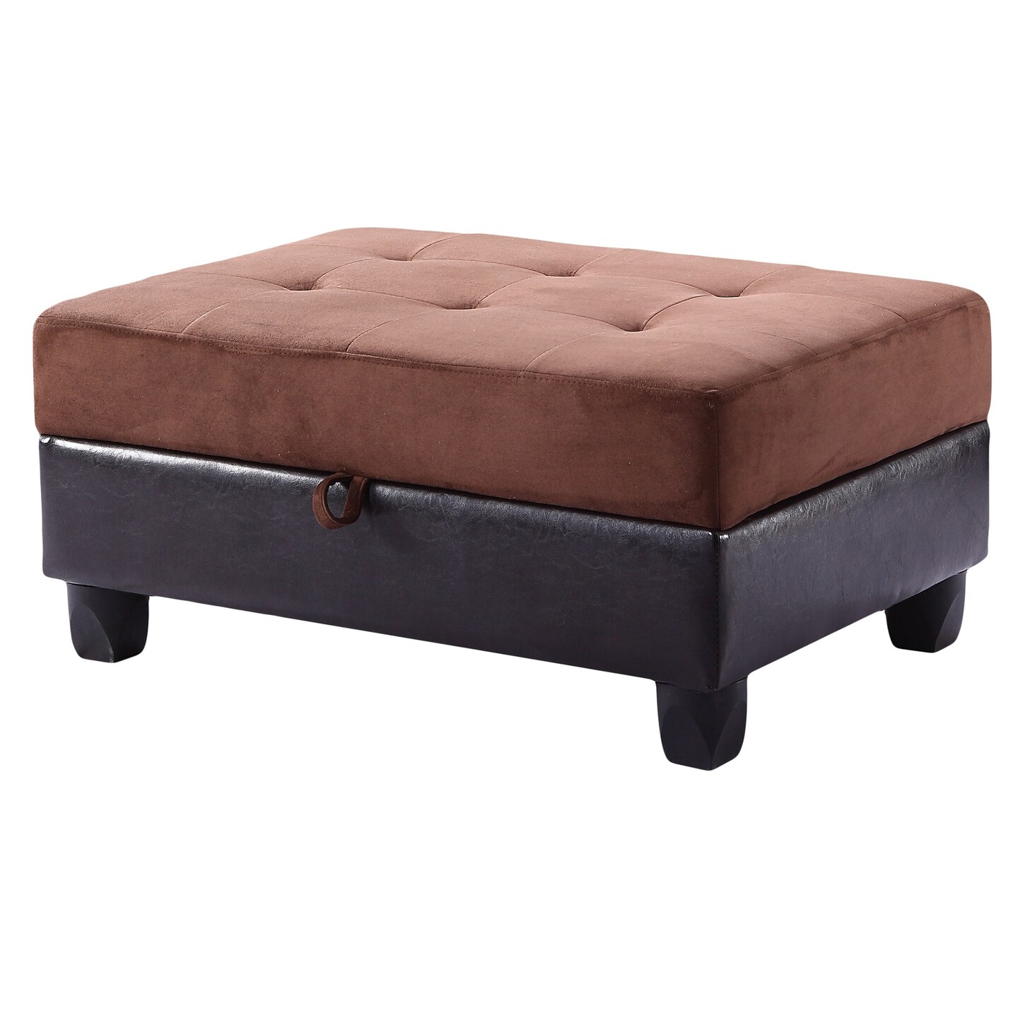 Contemporary Home Living Tufted Upholstered Storage Ottoman - 37&#x22; - Black and Dark Brown