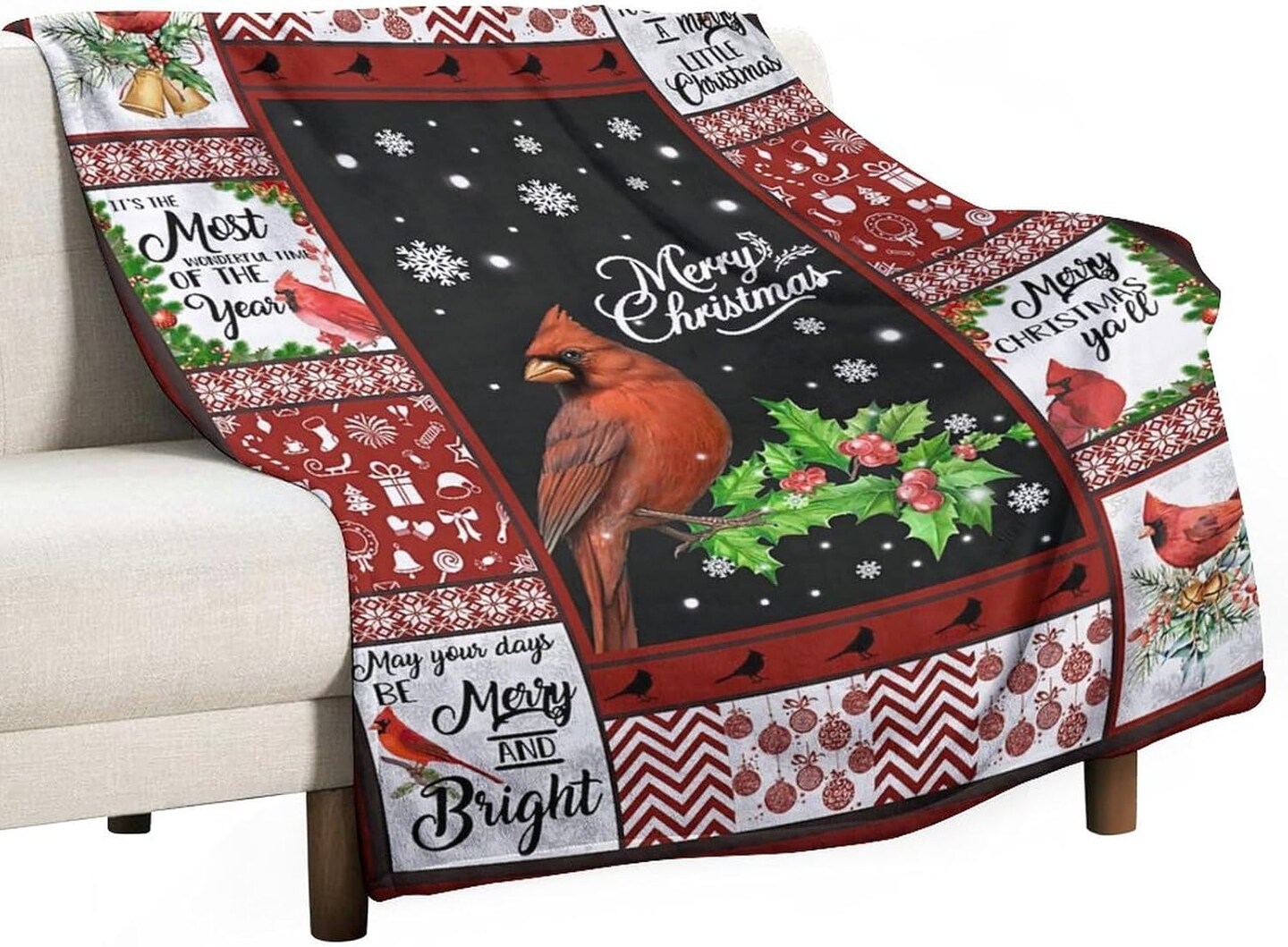 Cardinal Bird Blanket Christmas Blanket Cardinal Gifts Christmas Throw Blanket for Kids Adults Soft Warm Cozy Fleece Blanket for Couch Sofa ​Bed 40"x50"