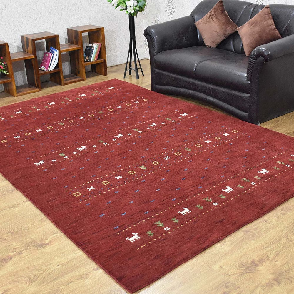 Rugsotic Carpets Hand Knotted Loom Wool 6X9 Area Rug Contemporary Red L00585