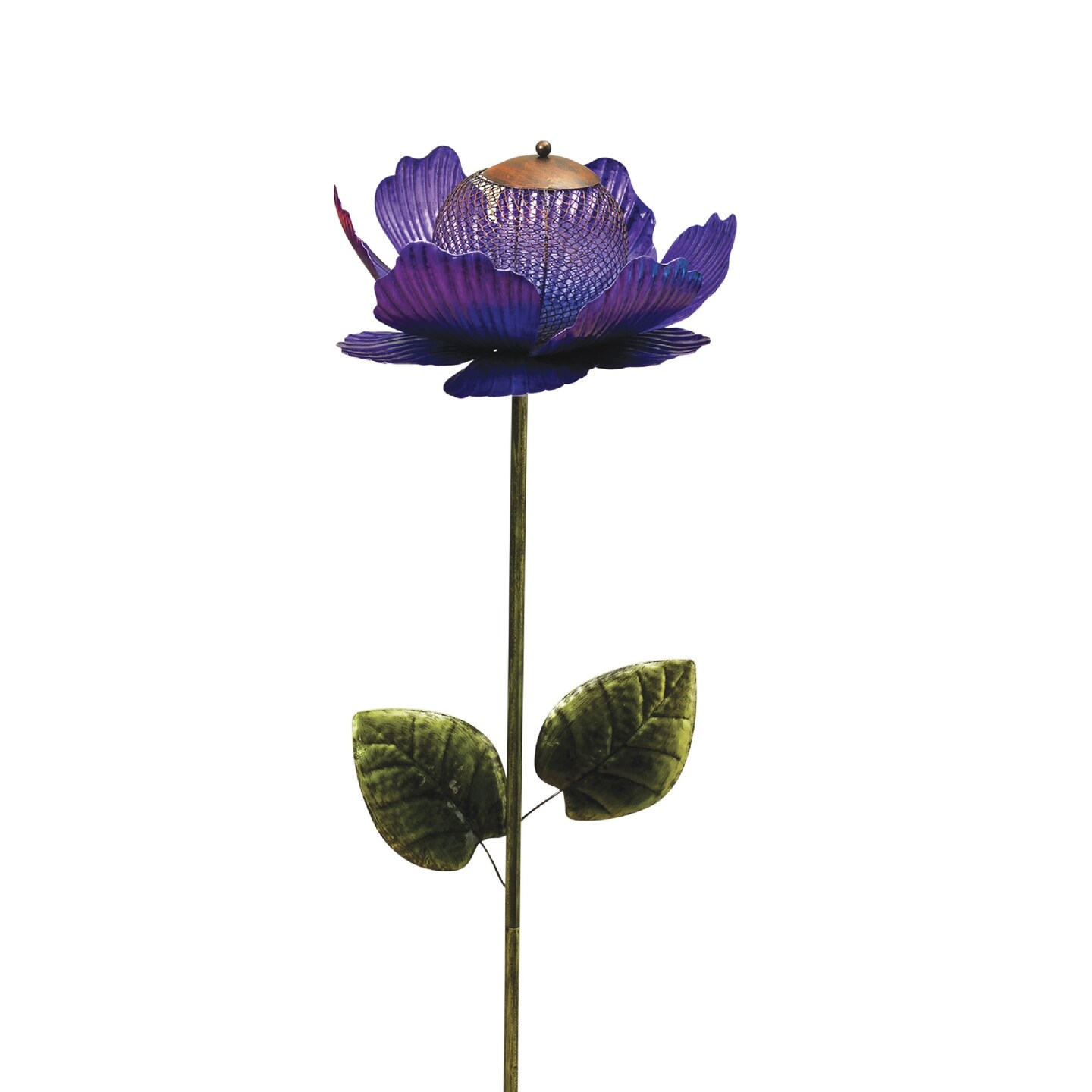 Contemporary Home Living Flower Yard Stake with Mesh Bird Feeder - 46&#x22; - Purple and Green