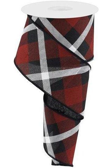 2.5&#x22; Printed Plaid Ribbon: Black, Red and White