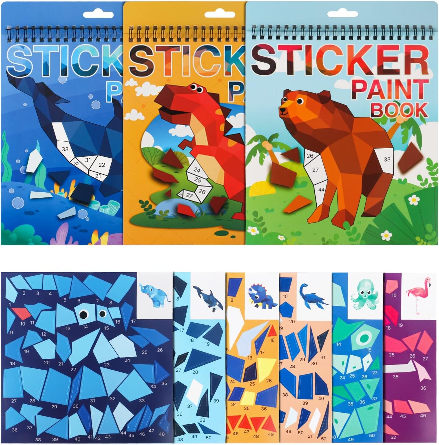3PCS Sticker Paint Number Books Crafts