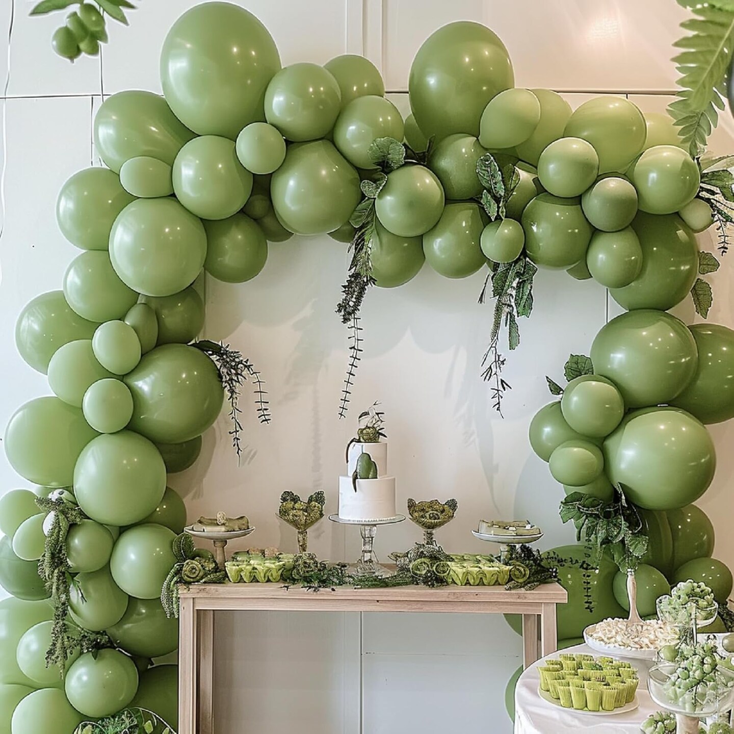 Green Balloon Garland Arch Kit, 100pcs Green Latex Balloons