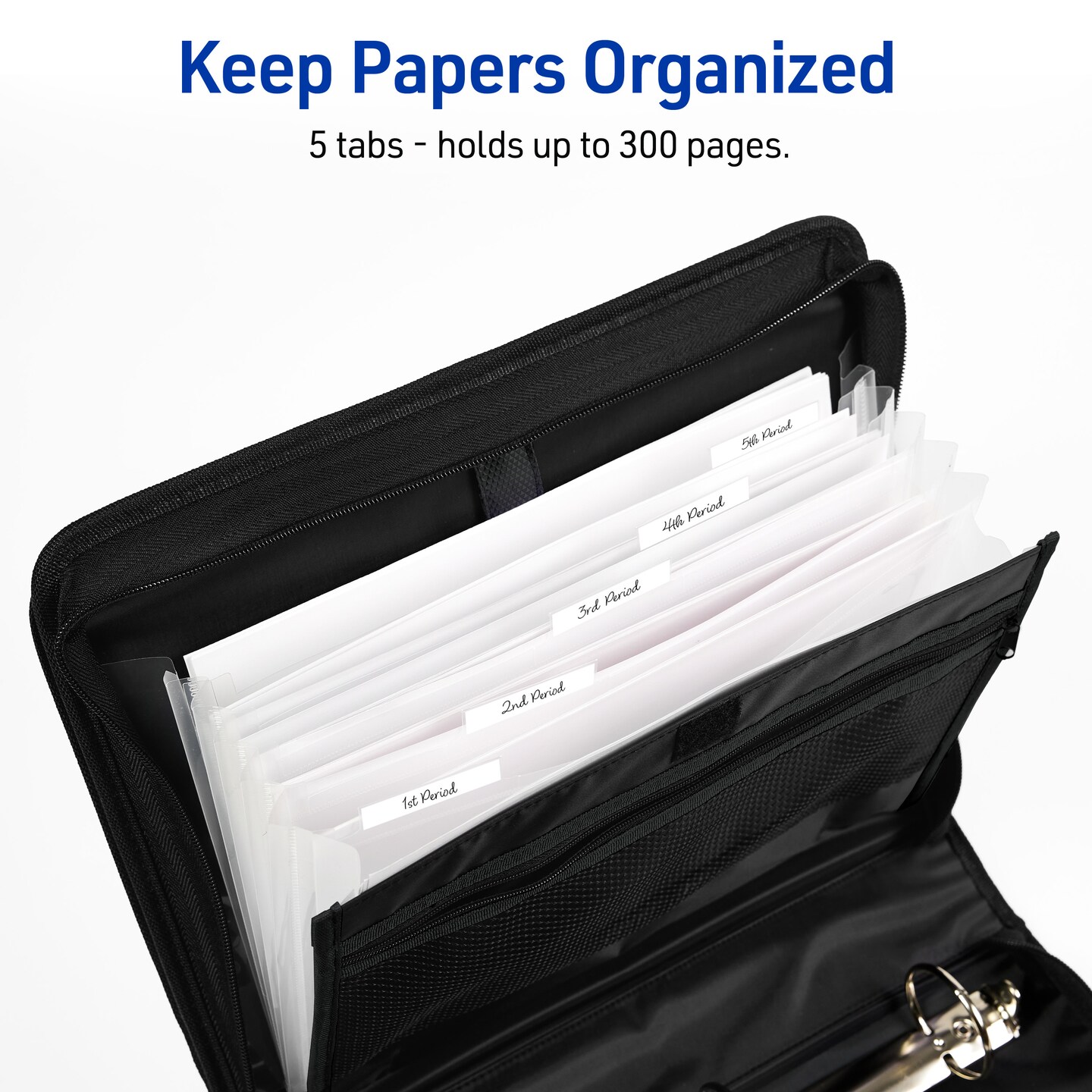 Avery Zipper 3 Ring Binder, 2&#x22; Round Rings, 375-Sheet Capacity, 2.8-Inch Wide Spine, Available in Purple or Black Binder, Color Received Will Vary (26076)