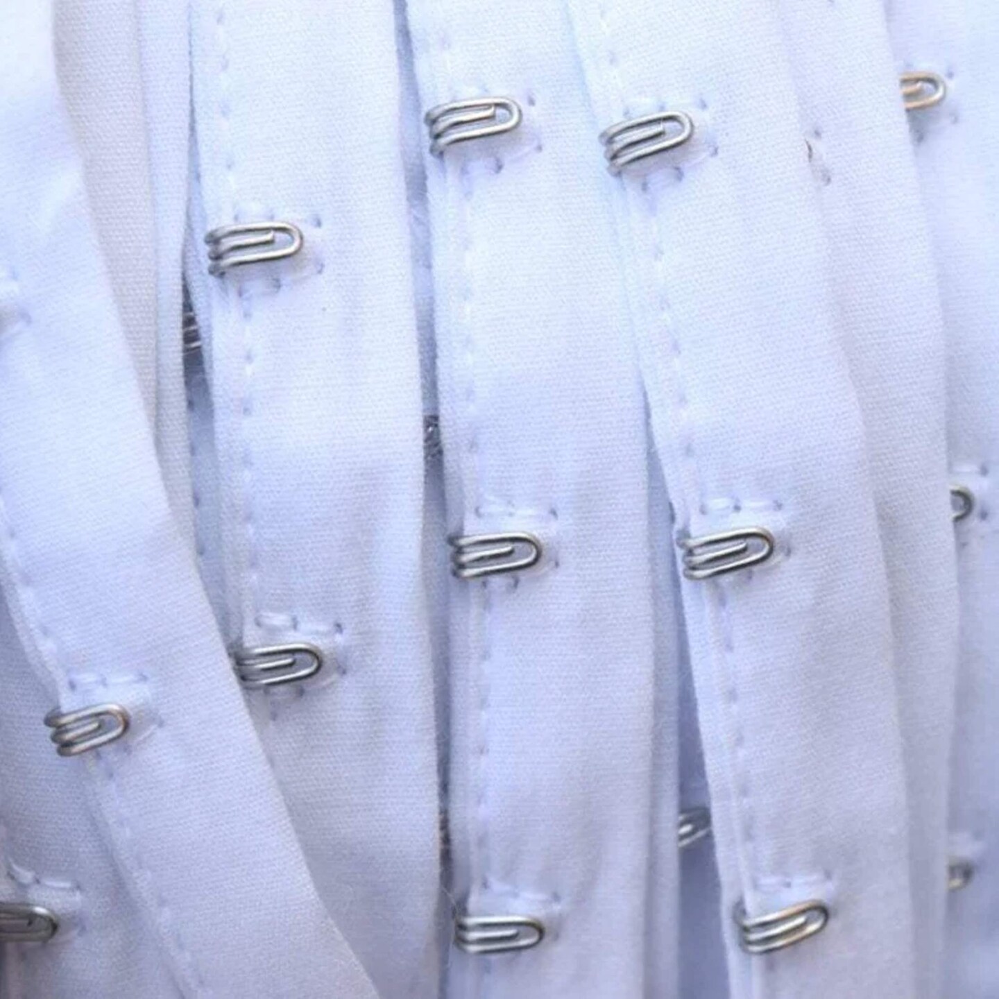 White Hook and Eye Tape Set &#x2013; 1 Yard, 1/2&#x22; Each Side, Silver Closure on Cotton Trim