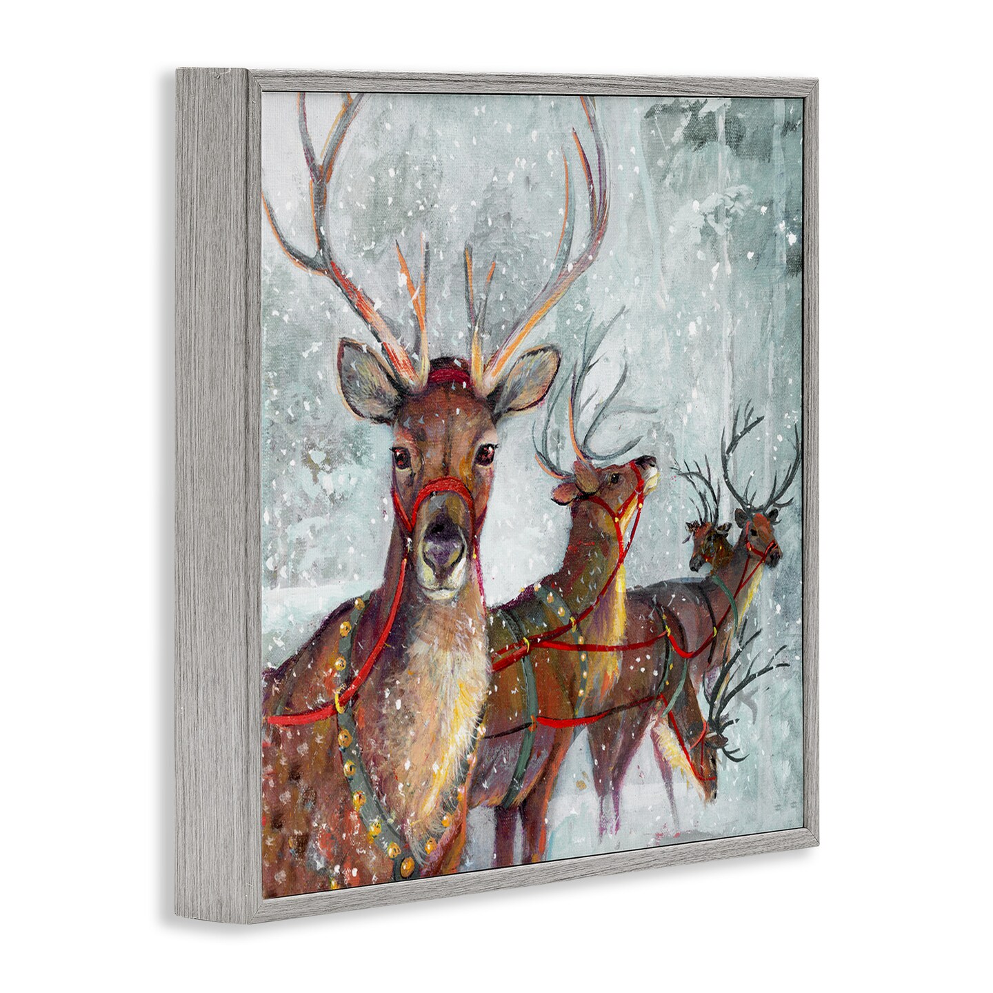 Stupell Industries Winter Reindeer Holiday Landscape Framed Giclee Art